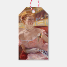 Amerikanische Frau mit Perlenschmuck und rosa Klei Geschenkanhänger