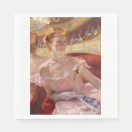 Amerikanische Frau mit Perlenschmuck und rosa Klei Serviette