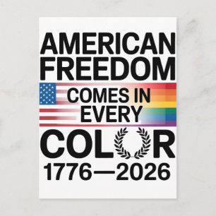 Amerikanische Freiheit kommt in jeder Farbe LGBTQ Feiertagspostkarte