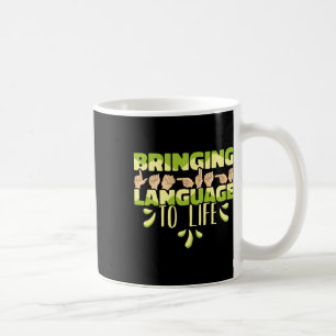 Amerikanische Gebärdensprache Asl bringt Sprache z Kaffeetasse