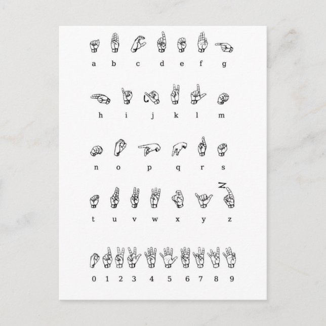 Amerikanische Gebärdensprache (ASL) Postkarte (Vorderseite)