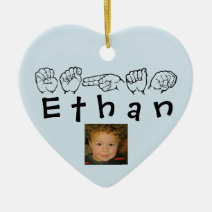 Amerikanische Gebärdensprache Fingerspelled Ethan Keramik Ornament