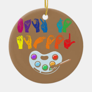 Amerikanische Gebärdensprache zurück zur Schule AS Keramik Ornament