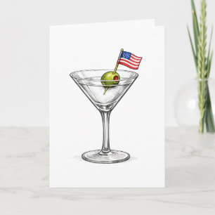 Amerikanische Geburtstagsflagge in einem Martini-C Karte