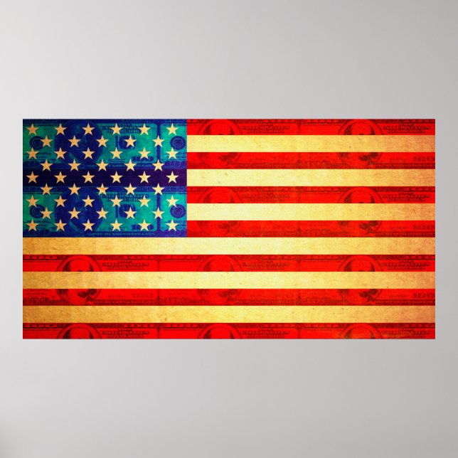 Amerikanische Geldflagge Poster (Vorne)