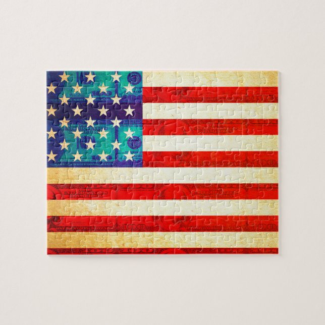 Amerikanische Geldflagge Puzzle (Horizontal)