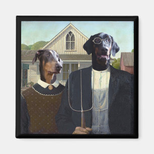 Amerikanische Gothic-lustige Doberman-Hundebüntin Magnet