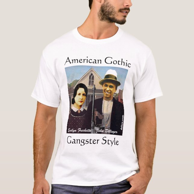 Amerikanische gotische Gangster-Art T-Shirt (Vorderseite)
