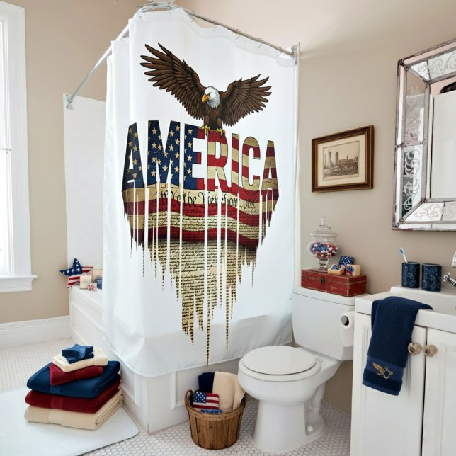 Amerikanische Grunge-Fahne und Adler Duschvorhang (Von Creator hochgeladen)
