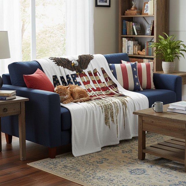 Amerikanische Grunge-Fahne und Adler Fleecedecke (Von Creator hochgeladen)