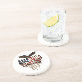 Amerikanische Grunge-Fahne und Adler Getränkeuntersetzer