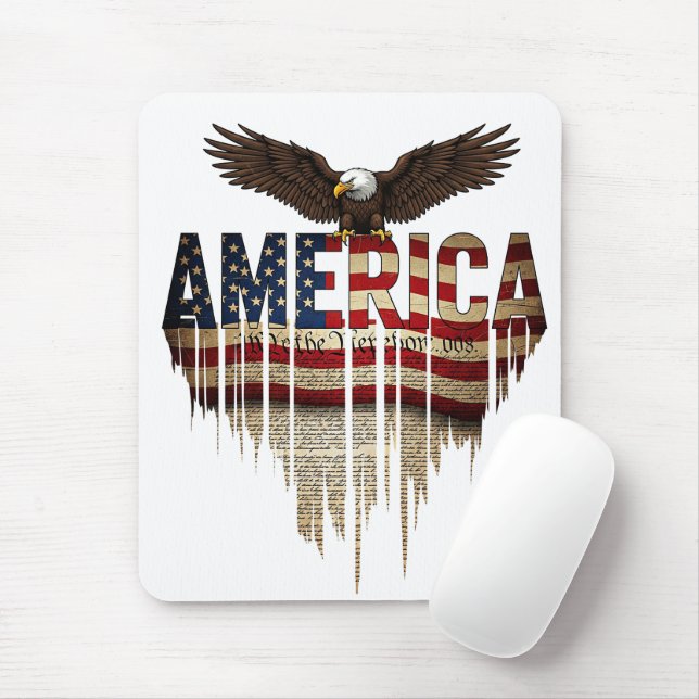 Amerikanische Grunge-Fahne und Adler Mousepad (Mit Mouse)