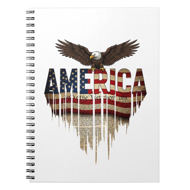 Amerikanische Grunge-Fahne und Adler Notizblock (Vorderseite)