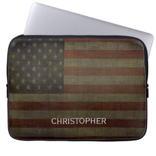 Amerikanische Grunge-Flagge mit Leinen-Finish und  Laptopschutzhülle