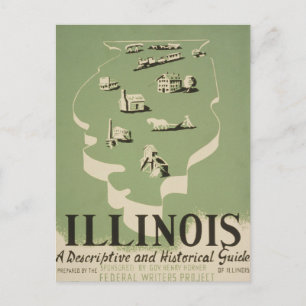 Amerikanische Guide-Serie Band über Illinois. Postkarte