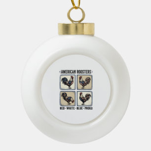 Amerikanische Hähne Vintage Patriotisches Shirt De Keramik Kugel-Ornament