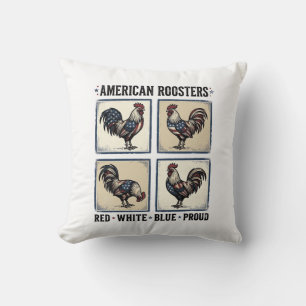 Amerikanische Hähne Vintage Patriotisches Shirt De Kissen