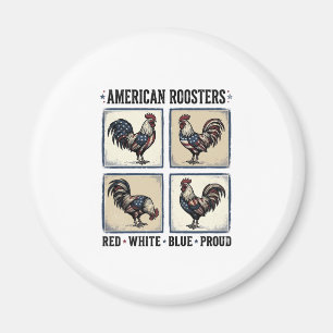 Amerikanische Hähne Vintage Patriotisches Shirt De Magnet