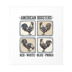 Amerikanische Hähne Vintage Patriotisches Shirt De Notizblock