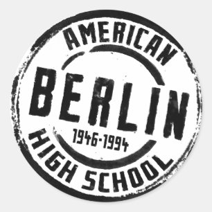 Amerikanische Highschool Berlins Briefmarke A004 Runder Aufkleber