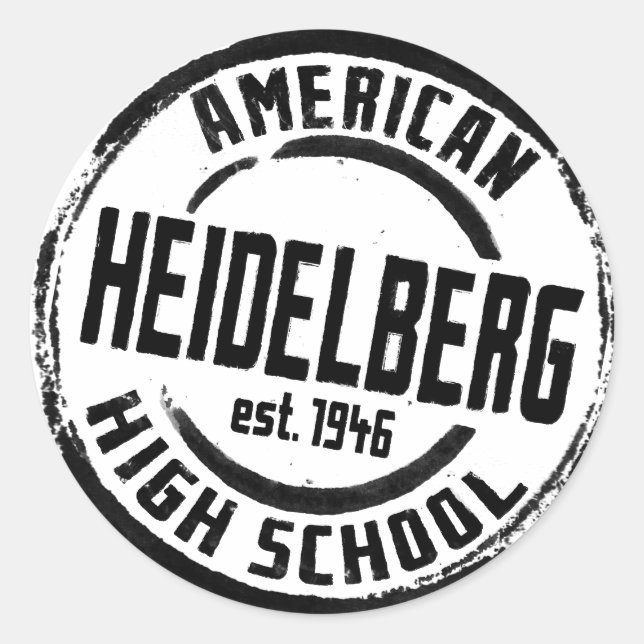 Amerikanische Highschool Heidelbergs Briefmarke Runder Aufkleber (Vorderseite)