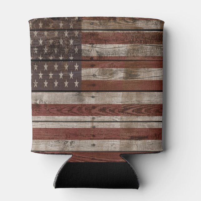 Amerikanische Holzflagge Dosenkühler (Rückseite)