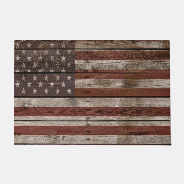 Amerikanische Holzflagge Fußmatte (Vorderseite)