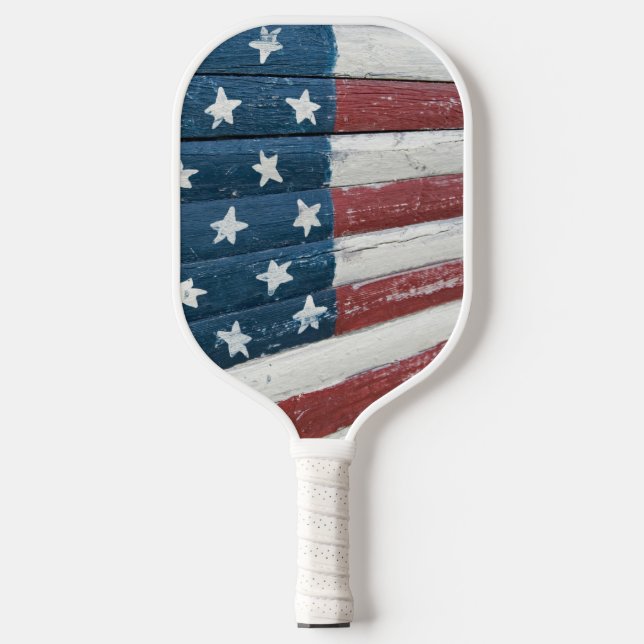 Amerikanische Holzflagge Pickleball Schläger (Vorderseite)