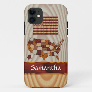 Amerikanische Holzflagge und -karte Case-Mate iPhone Hülle