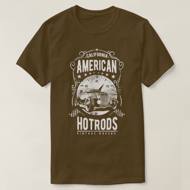 Amerikanische Hotrods Vintage Rennfahrer Kaliforni T-Shirt (Design vorne)