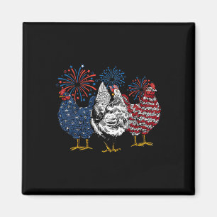Amerikanische Hühner Tiere Lustig 4. Juli Feuerwer Magnet