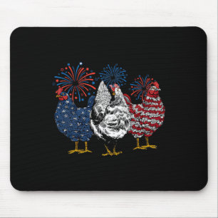 Amerikanische Hühner Tiere Lustig 4. Juli Feuerwer Mousepad
