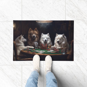 Amerikanische Hunde Eskimo Poker Art Fußmatte