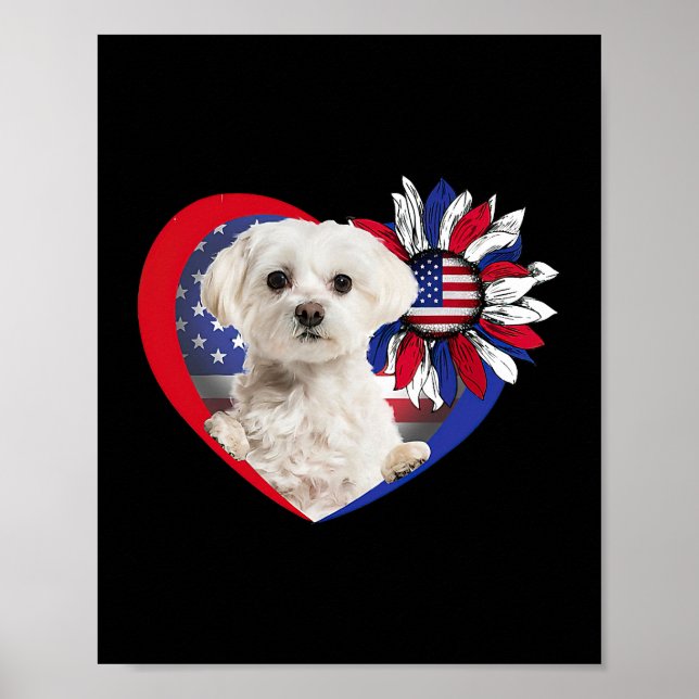 Amerikanische Hundeherz 4. Juli USA Flag Pa Poster (Vorne)
