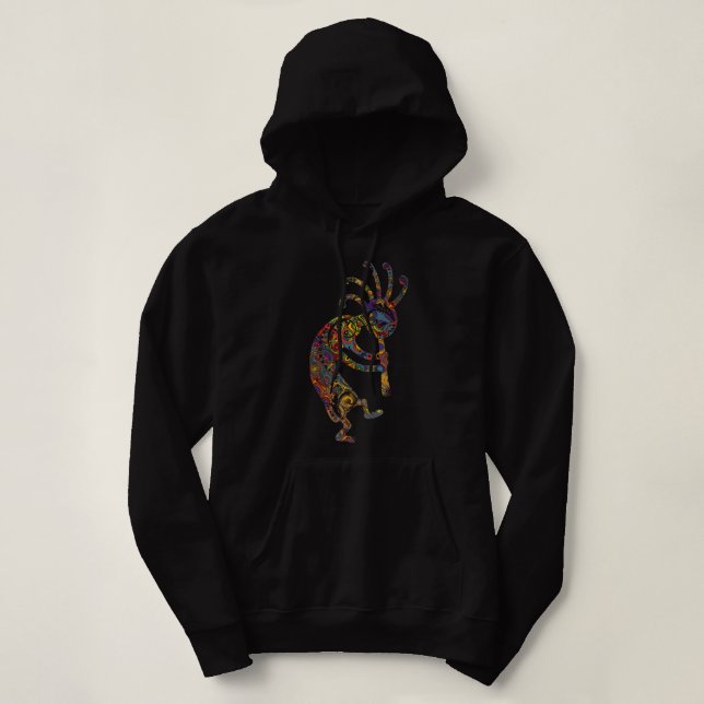 Amerikanische Indianerin Kokopelli mit Ornamenten. Hoodie (Design vorne)