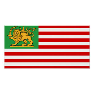 Amerikanische iranische Löwe und Sonne-Erbe-Flagge Poster