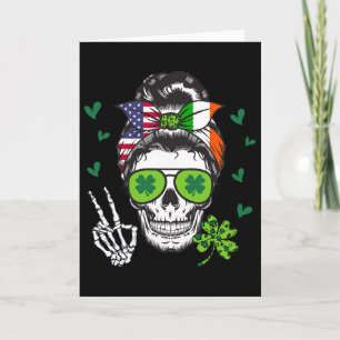 Amerikanische Irische Flagge Totenkopf Unordentlic Karte