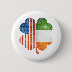 Amerikanische Irische Shamrock USA Irlandflagge Button
