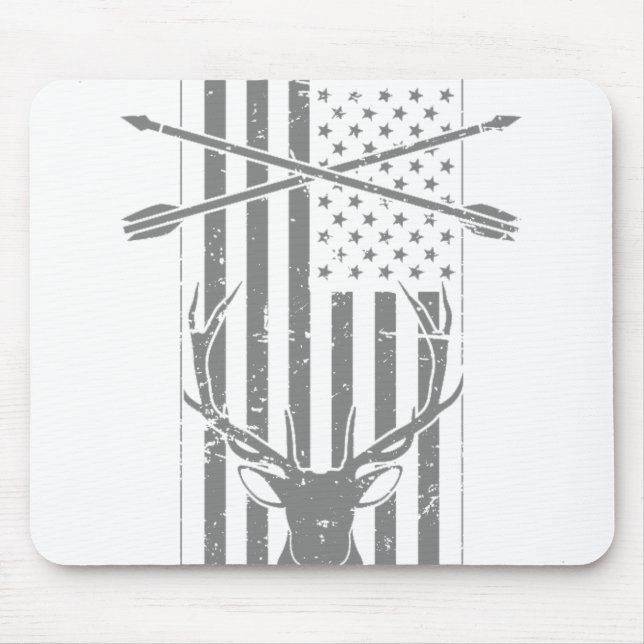 Amerikanische Jäger-Flagge - Rotwild-Jagd Mousepad (Vorne)
