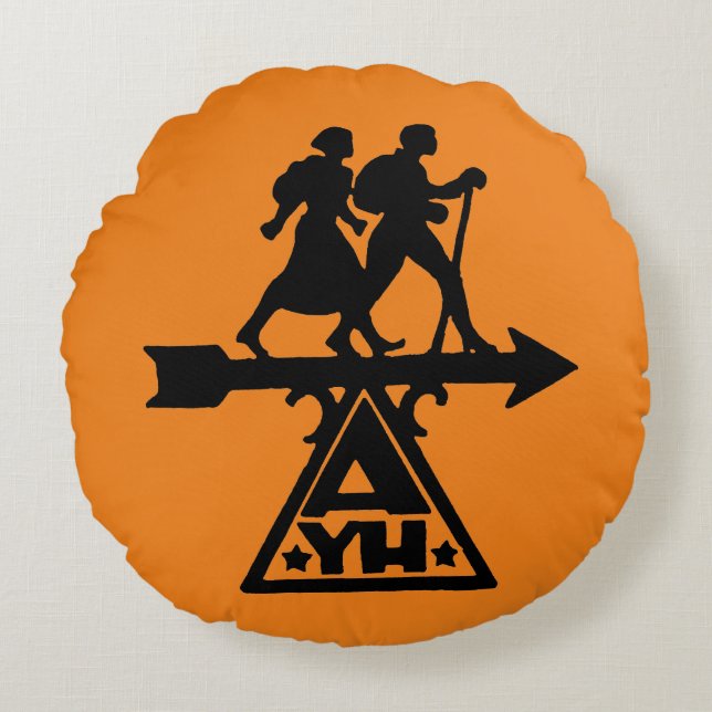 Amerikanische Jugend-Herbergen Rundes Kissen (Vorderseite)