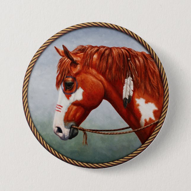 Amerikanische Kastanienpinto-Kriegspferd Button (Vorderseite)