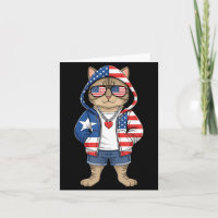 Amerikanische Katze USA-Flagge Rot Weiß Blau Patri