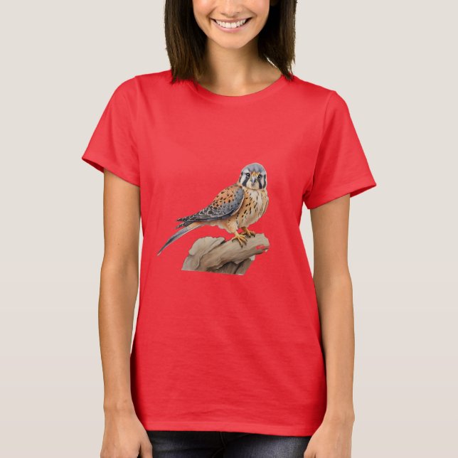 Amerikanische Kestrel auf Stein T-Shirt (Vorderseite)