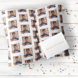 Amerikanische Kinder-Fußball-Foto-Geburtstag   Geschenkpapier