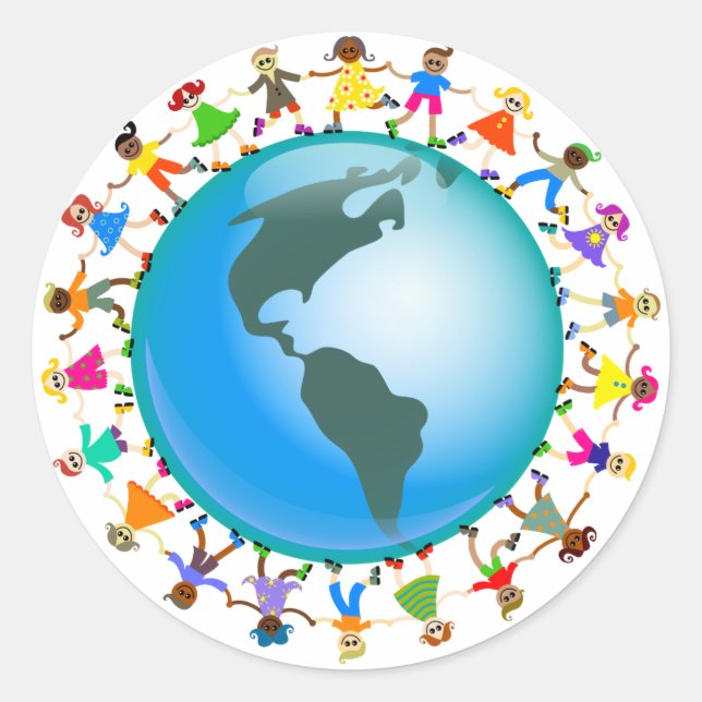 Amerikanische Kinder Runder Aufkleber (Vorderseite)