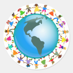 Amerikanische Kinder Runder Aufkleber