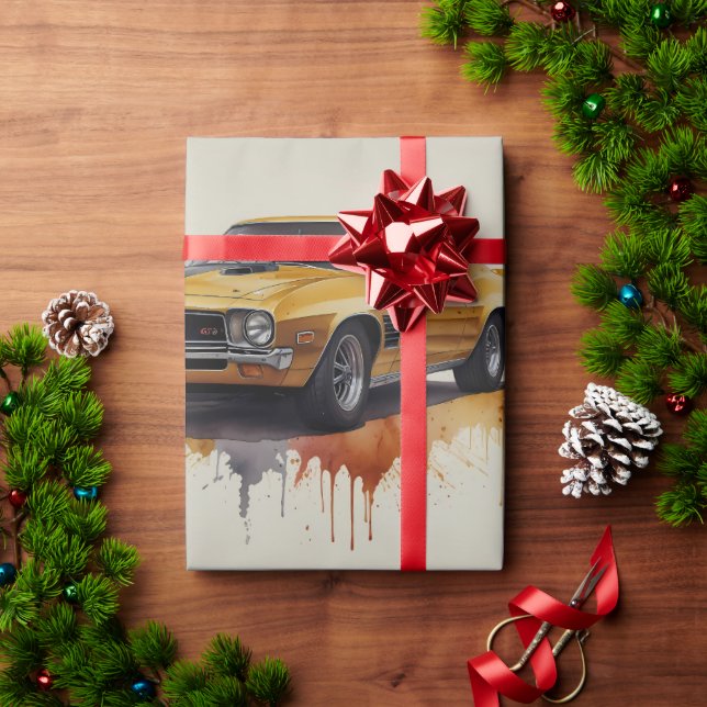 Amerikanische Klassik Yellow Car Geschenkpapier (Feiertagsgeschenk)