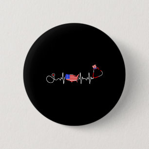 Amerikanische Krankenschwester 4. Juli USA-Flagge Button