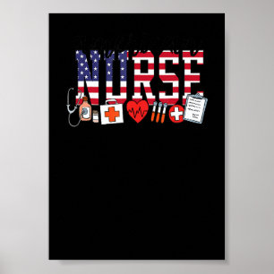 Amerikanische Krankenschwester USA-Flagge Pflege U Poster