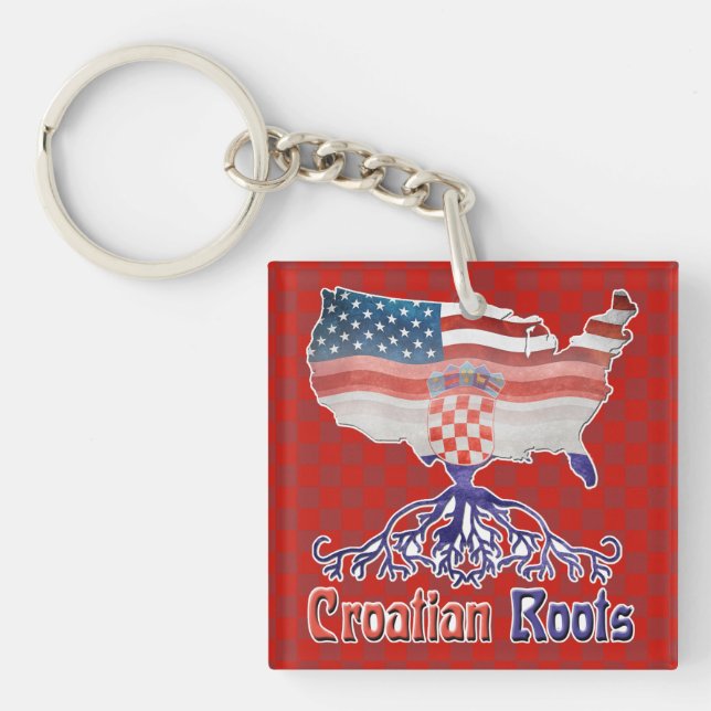 Amerikanische Kroatische Roots Keyring Schlüsselanhänger (Vorderseite)